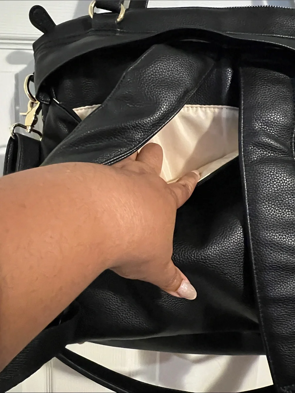LILY JADE Black and Beige Baby Bag Tote